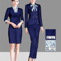 2020新款夏几何蓝空姐制服短袖女士西装女士职业装定制