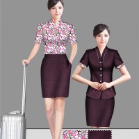 2020新款夏几何玫紫色空姐制服短袖女士西装女士职业装定制