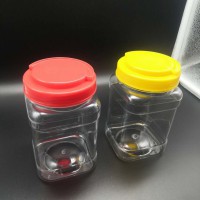 方形PET食品塑料罐包装瓶坚果塑料瓶子蟹酱蟹糊蜂蜜85MM口径