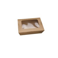 牛皮纸沙拉盒餐盒一次性外卖纸盒打包盒 开窗盒700外卖打包盒